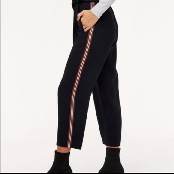 Aritzia Wilfred Tie Front pants with black white and red side stripe - Picture 2 of 6